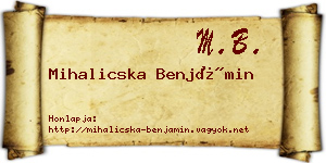 Mihalicska Benjámin névjegykártya